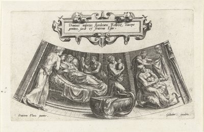 Narození Jákoba a Ezaua The History of Jacob (název série) od Cornelis Cort