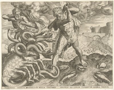 Herkules dobývá hydru Lerny Labors of Hercules (název série) od Cornelis Cort
