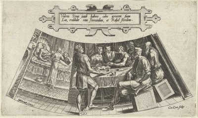 Manželství Jacoba a Leah a narození jejich prvního dítěte The History of Jacob (název série) od Cornelis Cort