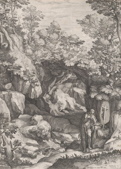 Marie Magdalská kající se na poušti, 1573. od Cornelis Cort