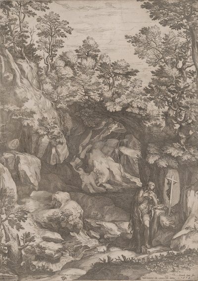 Marie Magdalská kající se na poušti, 1573. od Cornelis Cort