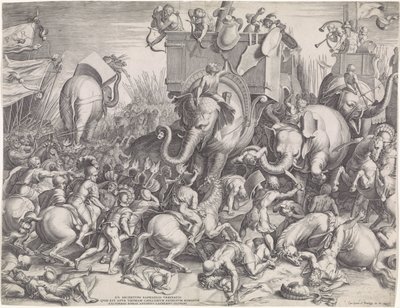 Bitva u Zamy mezi Scipio a Hannibalem od Cornelis Cort