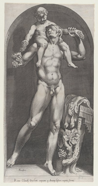 Zrcadlo římské velkoleposti: Bakchus na ramenou satyra, 16. stol., 16. stol. od Cornelis Cort