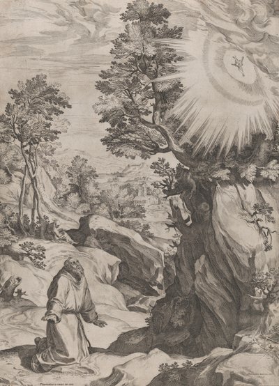 St Francis Penitent in the Wilderness, 1575. od Cornelis Cort