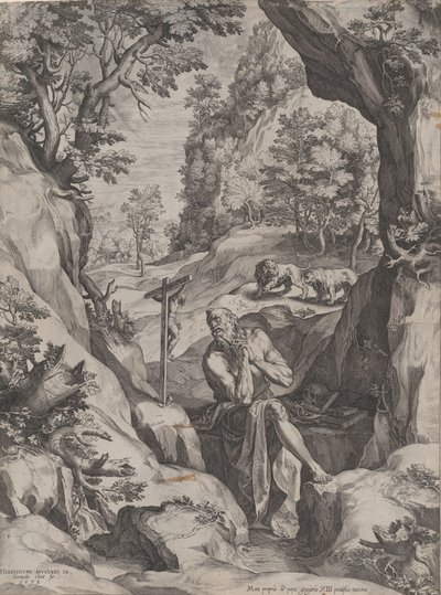 St Jerome Penitent in the Wilderness, 1573. od Cornelis Cort