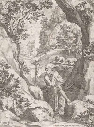 St Jerome Penitent in the Wilderness, 1573. od Cornelis Cort