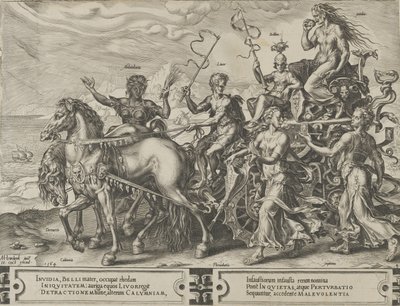 Triumf závisti, z Cyklus proměn lidských záležitostí, deska 4, 1564. od Cornelis Cort