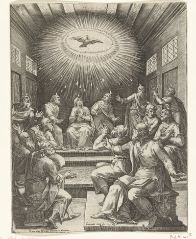 Vylití Ducha svatého od Cornelis Cort