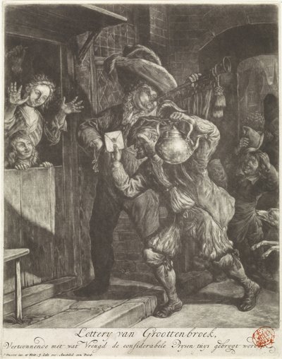 Loterie Grootebroek, 1694 Loterie van Groottenbroek, Vystavování s jakou radostí chce být ohleduplný Prysen brogt (název na předmětu) od Cornelis Dusart
