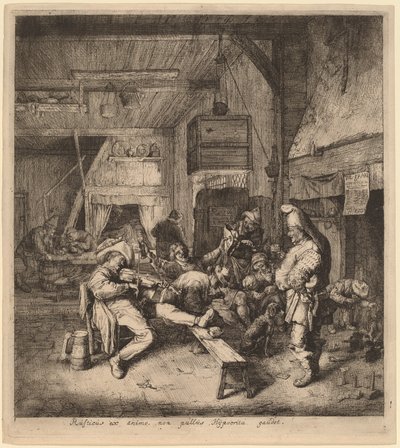 Houslista sedící v hospodě od Cornelis Dusart