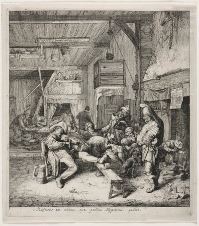 Houslista sedící v hostinci od Cornelis Dusart