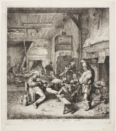 Houslista sedící v hostinci od Cornelis Dusart