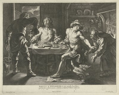 Jupiter a Merkur v domě Filemona a Baucis od Cornelis Galle (I)