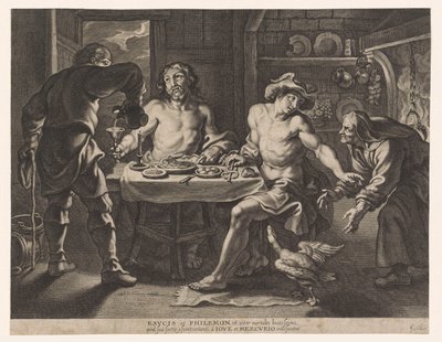 Jupiter a Merkur v domě Filemona a Baucis od Cornelis Galle (I)