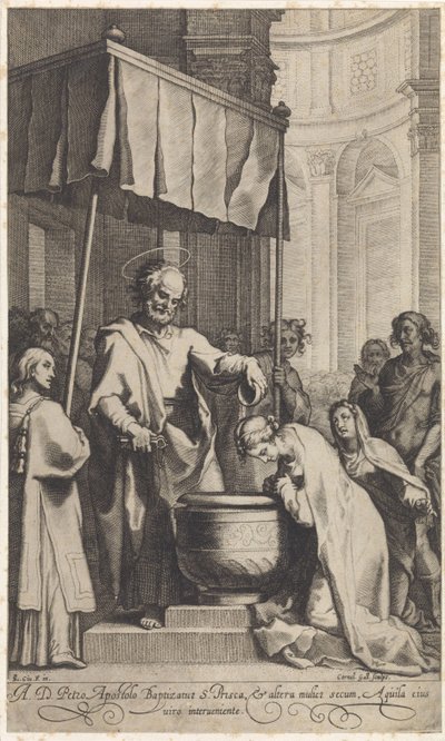 Petr křtí svatou Prisku Římskou od Cornelis Galle (I)