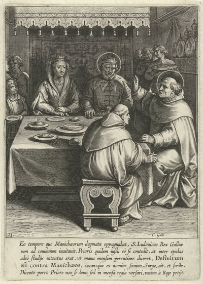 Tomáše na dvoře francouzského krále Ludvíka Život svatého Tomáše Akvinského (název série) od Cornelis Galle (I)