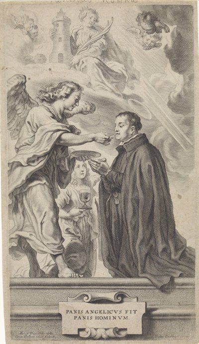 Přijímání svatého Stanislava Kostky (?) s andělem od Cornelis Galle (II)