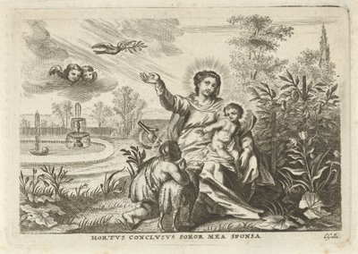 Maria se setkala s Kind en Johannes de Doper v de Hortus Conclusus od Cornelis Galle (II)