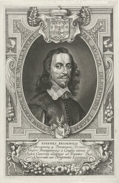 Portrét van Johanna Fromholda Nejslavnější vyslanci křesťanského jména pro uklidnění světa, klášter a Osnabruga (...) (název série) od Cornelis Galle (II)