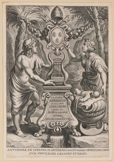 Titulní strana pro M.C. Sarbievsky, Lyricum Book IV od Cornelis Galle I after Sir Peter Paul Rubens
