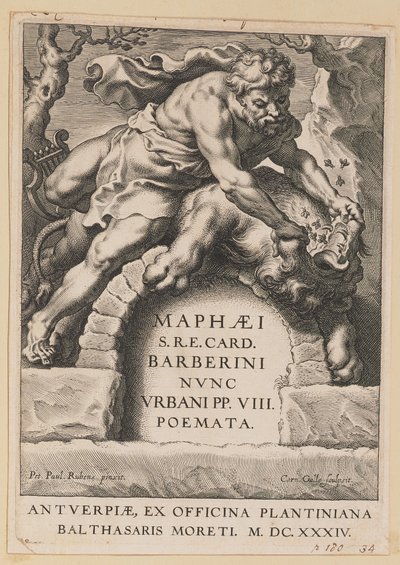 Titulní strana pro Maffeo Barbar, Básně od Cornelis Galle I after Sir Peter Paul Rubens