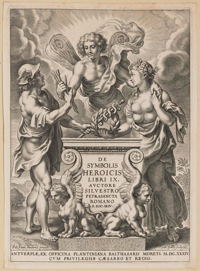 Titulní strana Silvestra Pietrasanty, O hrdinských symbolech od Cornelis Galle I after Sir Peter Paul Rubens