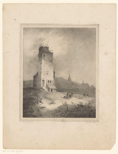 Věž v krajině dun od Cornelis Gerrit Verburgh