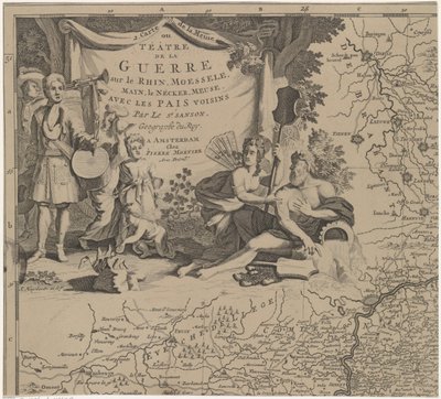 Mapa regionu východně a jižně od Bruselu a hrabství Namur (list vlevo nahoře) Carte de la Meuse nebo Téâtre de la Guerre sur le Rhein, Moessele, Mayn, le Necker, Meuse avec les pais voisins (název na objektu) od Cornelis Huyberts