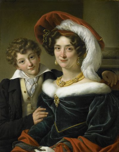 Rudolphina Wilhelmina Elizabeth de Sturler (1798-1873), druhá manželka hraběte Johannese van den Bosch, se svým synem Richardem Leeuwenhartem od Cornelis Kruseman (attributed to workshop of)