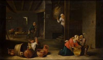 Nepříjemné překvapení (neshodný pár) (olej na panelu) od Cornelis Mahu