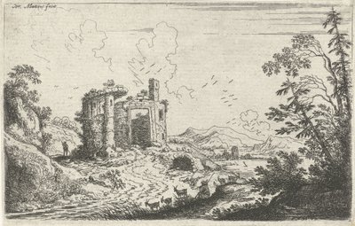 Krajina s pastýřem koz od Cornelis Matthieu