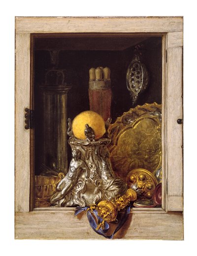 Stříbro v otevřené skříni (olej na plátně) od Cornelis Norbertus Gysbrechts