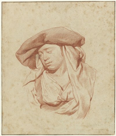 Studie ženy, délka poprsí, otočení mírně doleva a pohled dolů od Cornelis Pietersz. Bega