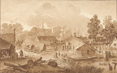 Výhled na vesnici s rybníkem od Cornelis Ploos van Amstel (signed by artist)