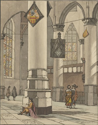 Kerkinterieur od Cornelis Ploos van Amstel (signed by artist)