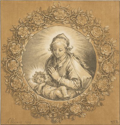 Marie s Ježíškem Panna Maria a Dítě Ježíš od Cornelis Ploos van Amstel (signed by artist)