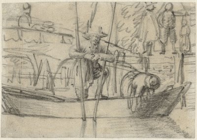 Muž a žena v lodi u břehu od Cornelis Saftleven (attributed to)