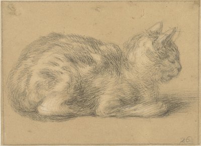 Sedící kočka, vpravo od Cornelis Saftleven (possibly)