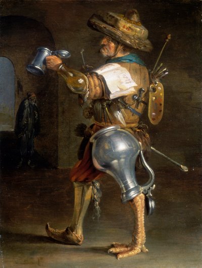 Antropomorfní postava muže (jeden z páru) od Cornelis Saftleven