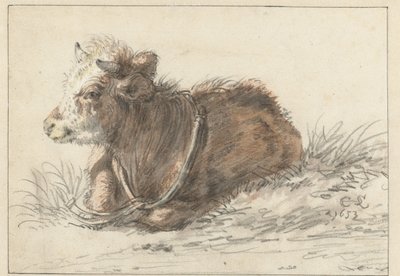 Ležící tele, vlevo od Cornelis Saftleven