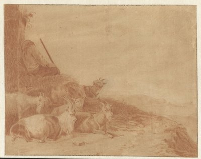 Spící ovčák s kozami od Cornelis Saftleven