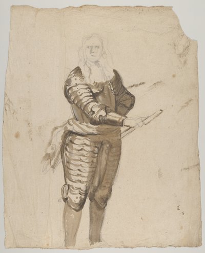 Studie stálého velitele držícího hůl, verso..., začátek 17.-polovina 17. století. od Cornelis Schut I