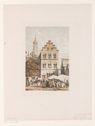 Domy z dvanáctého století Steene domy 12. století (název na objektu) od Cornelis Springer