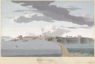 Fort Galle na Cejlonu, při pohledu z pevniny Piento Gale of the Country Road (název na objektu) od Cornelis Steiger