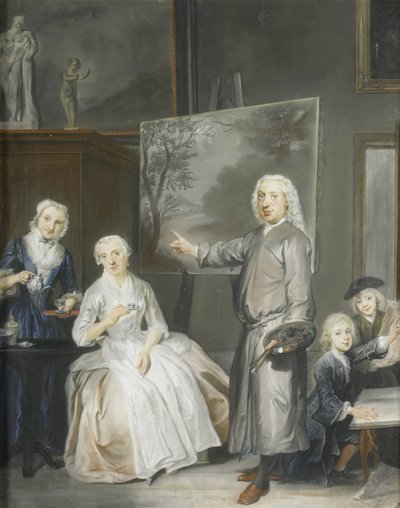 Krajinář Dirk Dalens III (1688-1753) se svou druhou manželkou Marií Schaack († 1766) a dětmi Annou (nar. 1725), Willemem (1737-60) a Jacobusem (1741-63) od Cornelis Troost