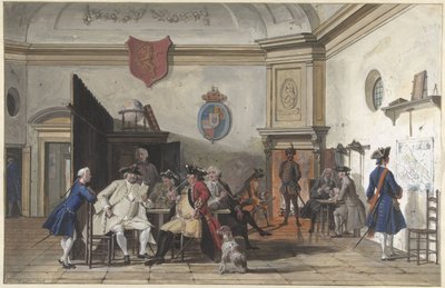 Strážnice s čtením, kouřením a hraním karet od Cornelis Troost