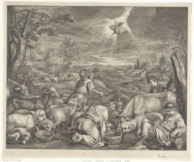 Abraham odchází do Sichemu / Zvěstování pastýřům od Cornelis Visscher (II)