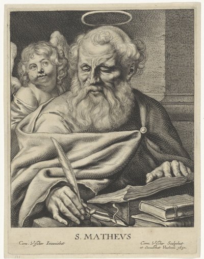 Evangelista Mattheüs S. MATHEVS (titul na objektu) Vier evangelisten (název série) od Cornelis Visscher (II)