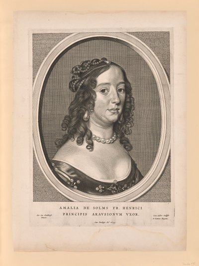 Amalia van Solms, manželka Fredericka Henryho, z knihy Devět portrétů od Cornelis Visscher