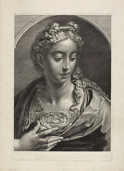 Athena, z Cabinet Reynst; Variarum imaginum a celeberrimis artificibus pictarum Caelaturae (Cabinet Reynst: Rytiny různých obrazů namalovaných slavnými umělci) od Cornelis Visscher